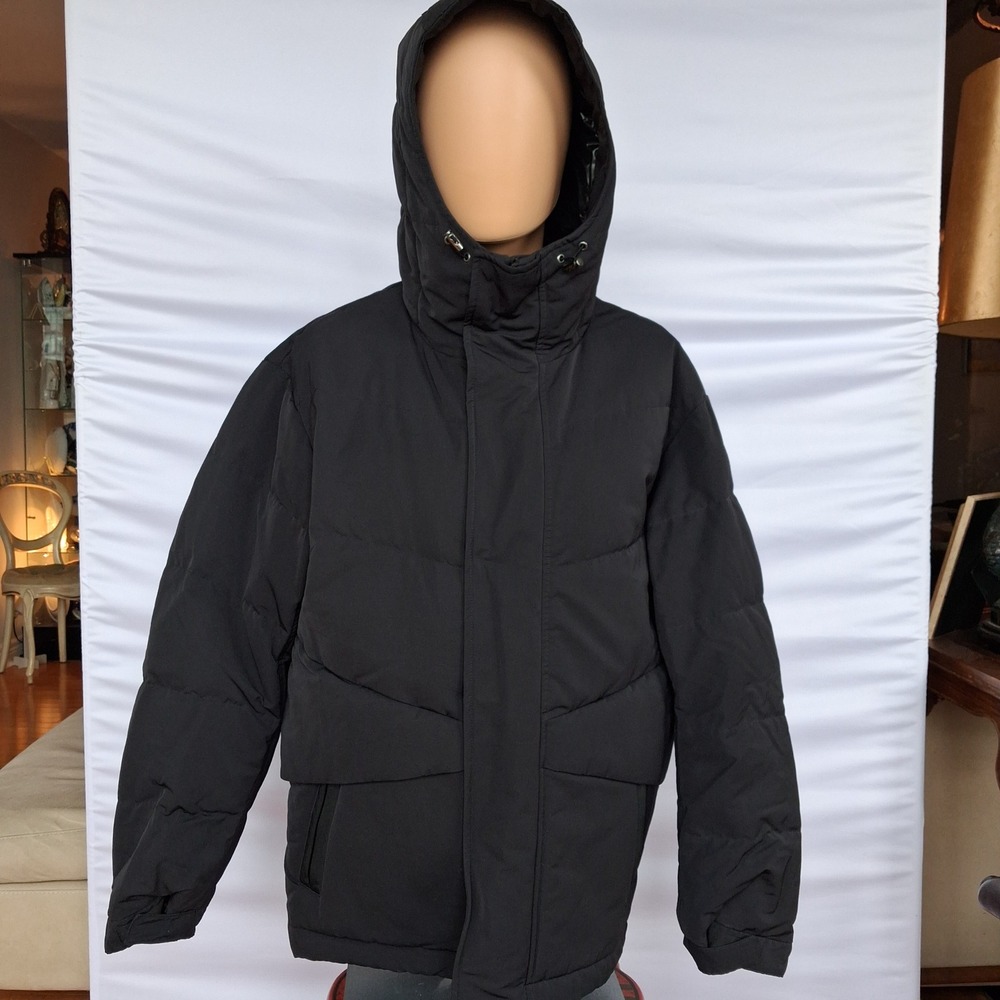 Uniqlo +J Jil Sander Mens Down Puffer Jacket Black Hooded Coat S P WF17-02
